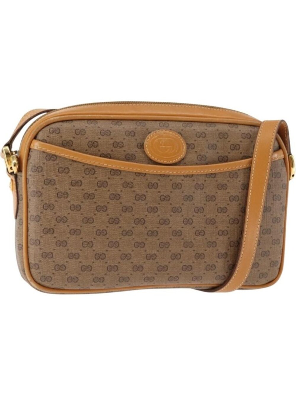 GUCCI Micro GG Canvas Shoulder Bag PVC Leather Beige